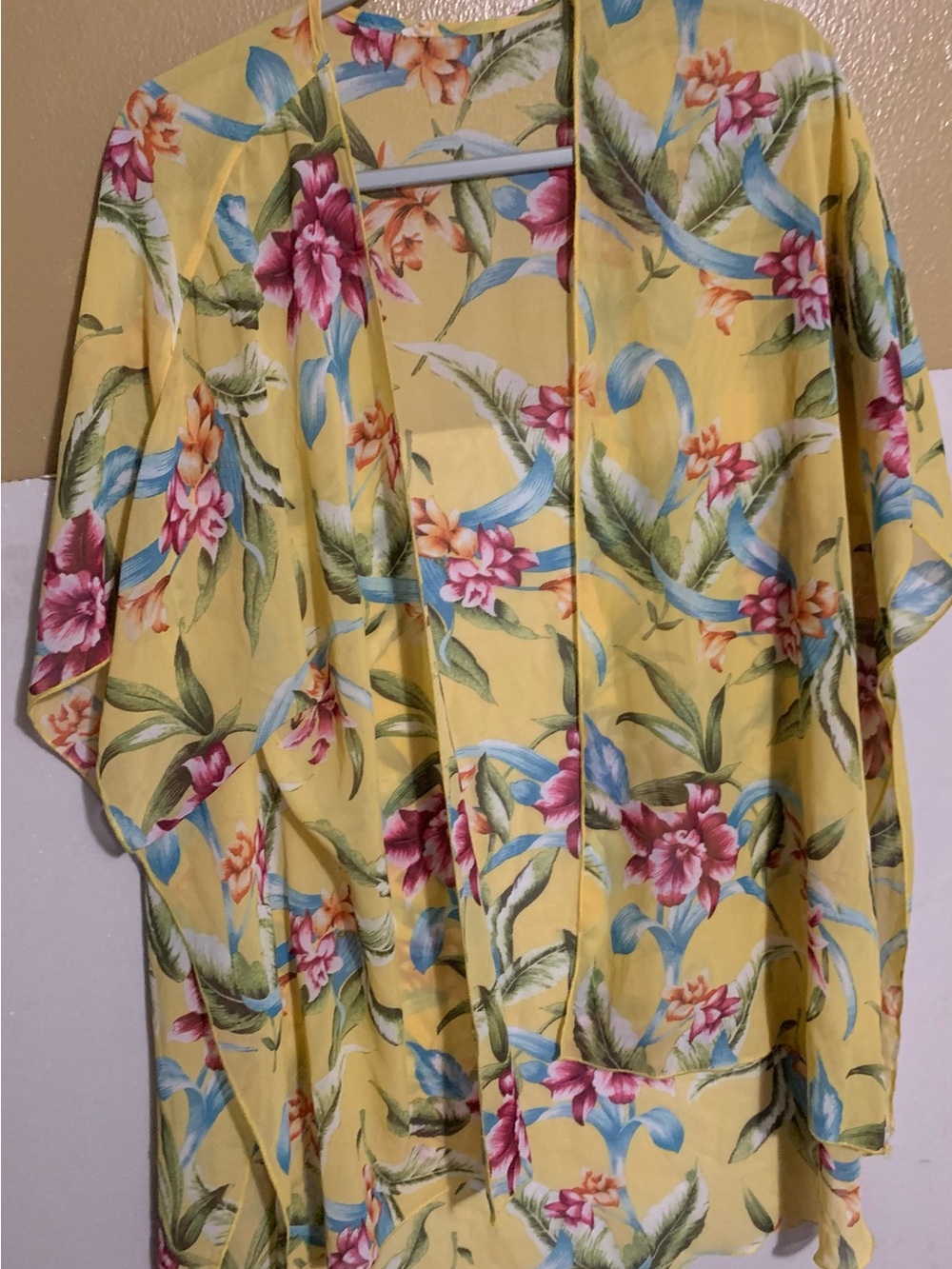 Yellow Floral Kimono Cape